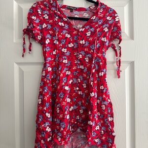 Express Red and Blue Floral Casual Dress